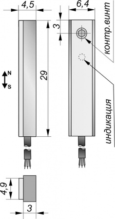 Датчик бесконтактный герконовый GT01P-DC-NO-C-1,5-SS