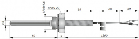 Термопреобразователь с кабельным выводом ДТХА-01(Lкаб=1,2м)